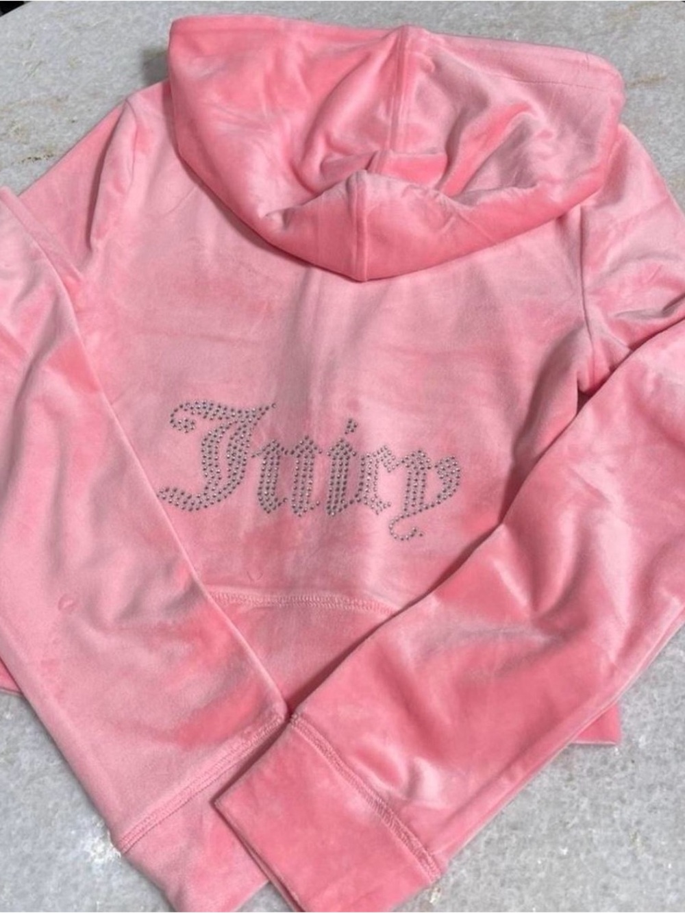 Juicy Couture Bling Flamingo Velour Rhinestone Tracksuit Jacket Size Small